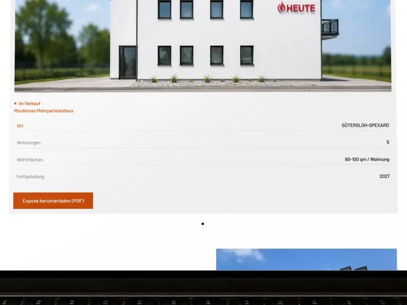 Projekt-Template mit Ort, Wohnungen, Wohnflächen und Fertigstellung